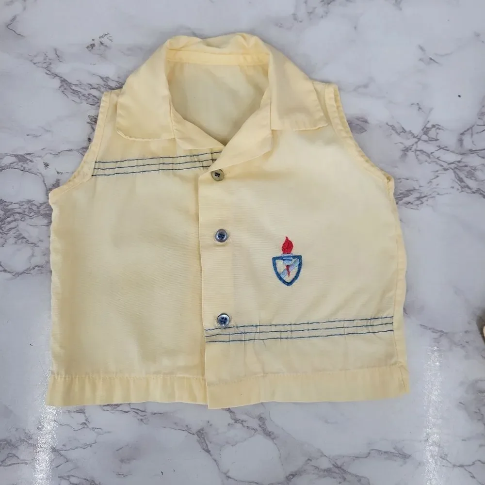 Vintage Baby Tank Top Diaper Cover Bottoms Nautical Summer Outfit Matching Set